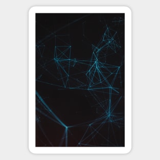Abstract Blue Lines Resembling Star Constellation on Black Background Sticker